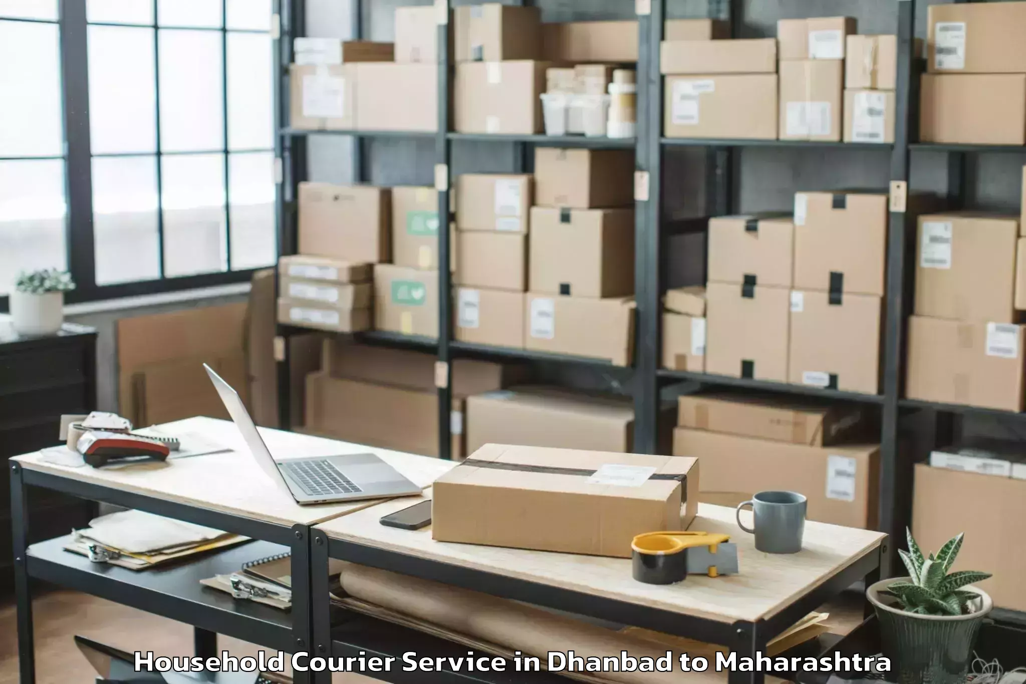 Easy Dhanbad to Shevgaon Household Courier Booking